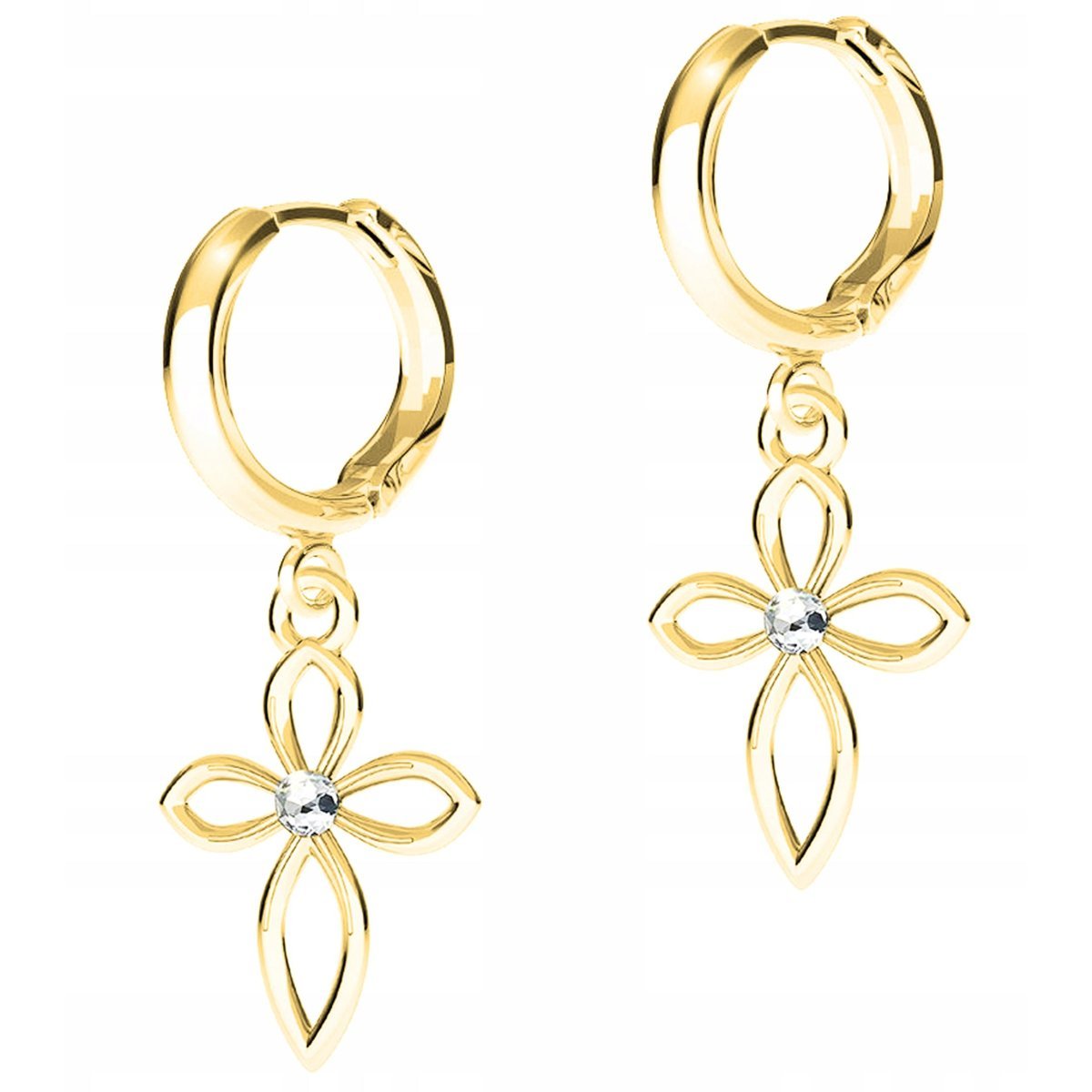 Złote Kolczyki z Krzyżykami Krzyże Ozdobne Krzyżyki Cross SREBRO 925