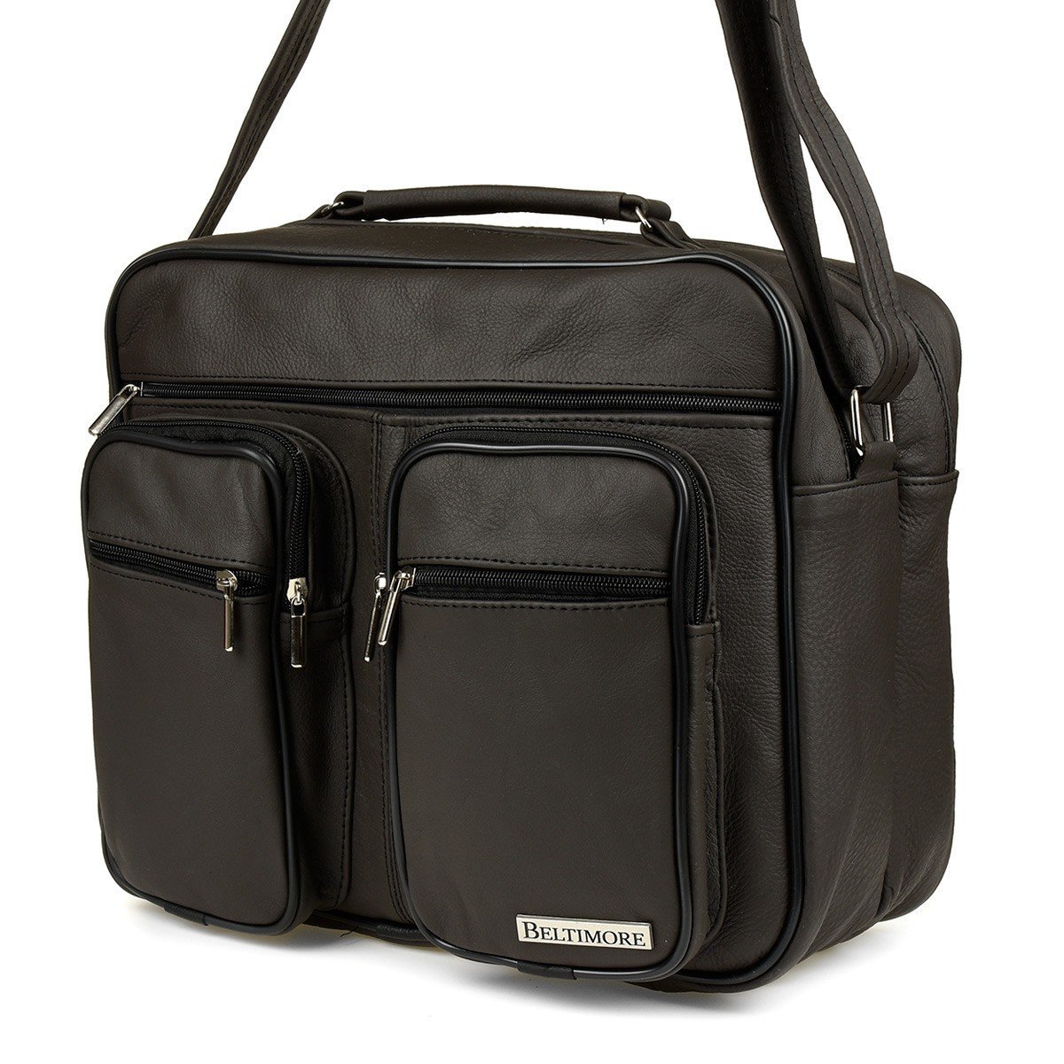 Torba duża skórzana premium do pracy szkoły brązowa Beltimore G69 brązowy, beżowy