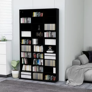 vidaXL Szafka na płyty CD, czarna, 102x16x177,5 cm, płyta wiórowa vidaXL - Pudełka i akcesoria na płyty CD - miniaturka - grafika 1