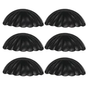 Zawiasy, okucia i inne akcesoria - Zestaw 6 czarnych metalowych uchwytów do szuflad – rozstaw otworów 64 mm – Vintage Drawer Pulls - miniaturka - grafika 1