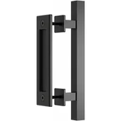 Zawiasy, okucia i inne akcesoria - Klamka do drzwi przesuwnych 30 cm - Klamka do drzwi przesuwnych do stodoły - Czarna - Kształt prostokąta - miniaturka - grafika 1