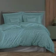 Pościel - Darymex Pościel bambusowa 180x200 turkusowa paski satyna bawełniana jednobarwna 2 poszewki 70x80 Bamboo 23 - miniaturka - grafika 1