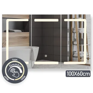 SZAFKA ŁAZIENKOWA WISZĄCA 100 x 60CM Z LUSTREM OŚWIETLENIEM LED GNIAZDKIEM - Szafki łazienkowe - miniaturka - grafika 1