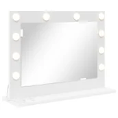 Lustra - vidaXL Lustro toaletowe z lampkami LED Białe 60x45x18 cm - miniaturka - grafika 1