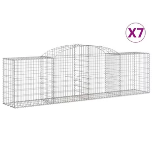 vidaXL Kosze gabionowe, 7 szt., 300x50x80/100 cm, galwanizowane żelazo - Ogrodzenia - miniaturka - grafika 3