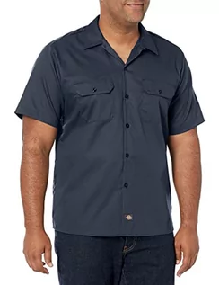 Koszule męskie - Dickies Męska koszula robocza z krótkim rękawem Flex Slim Fit Guzik, Grafitowy, M - grafika 1