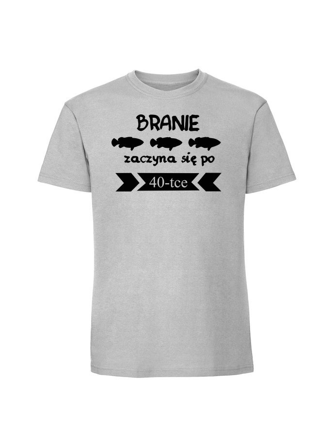 Męska koszulka z nadrukiem - 40 branie zaczyna się po 40 v2 Pastelowy szary XXL
