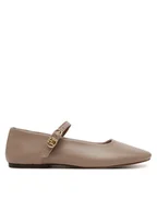 Baleriny - Tommy Hilfiger Baleriny Leather Maryjane Ballerina FW0FW08651 Beżowy - miniaturka - grafika 1
