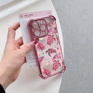 TEMU Etui na telefon z kreskówkowym żółwiem, kompatybilne dla iPhone 17 16 15 14 11 Pro Max XR XSMAX 8 7 Plus, przezroczyste miękkie etui - Etui i futerały do telefonów - miniaturka - grafika 1