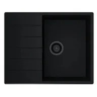 Zlewozmywaki - GLOBALO Design Virella 45.1 Czarny mat 50x62 Zlewozmywak jednokomorowy z ociekaczem  - miniaturka - grafika 1