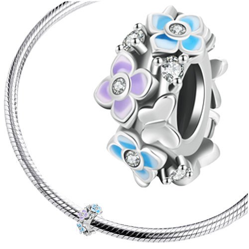 CHARMS STOPER PASTELOWE KWIATKI koralik srebro 925