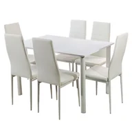 Meble do sypialni - Zestaw stół Lugano 120 biały i 6 krzeseł Nicea białych - miniaturka - grafika 1