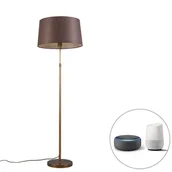 Lampy stojące - QAZQA Inteligentna lampa podłogowa brąz z brązowym kloszem 45 cm z Wifi A60 - Parte - miniaturka - grafika 1