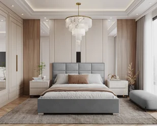 Łóżko tapicerowane APOLLO z pojemnikiem i stelażem podnoszonym - 180x200 - TRINITY - Szary - Łóżka - miniaturka - grafika 1