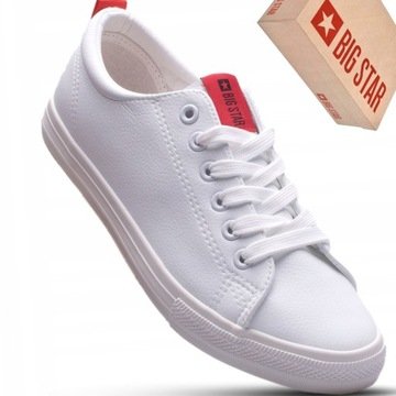 Big Star DD274685 damskie białe trampki niskie eko-skóra