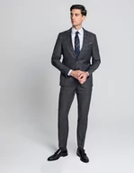 Spodnie męskie - Borgio spodnie cave szary slim fit - miniaturka - grafika 1