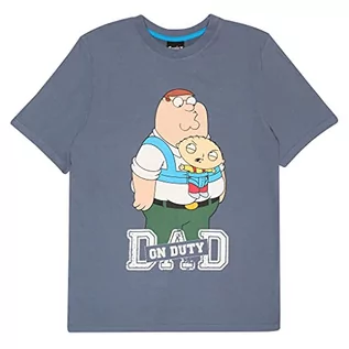 Koszulki męskie - T-shirt męski z napisem Family Guy Dad On Duty | oficjalny produkt | Dzień Ojca, Peter Griffin, pomysł na prezent dla taty, Niebieski Indigo, 4XL - grafika 1