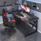 Biurka gamingowe - BIURKO GAMINGOWE KOMPUTEROWE CZARNE CARBON NOWOCZESNE DLA GRACZA LOFT 120 CM - miniaturka - grafika 1