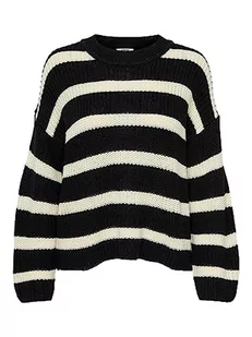 JACQUELINE de YONG Damski sweter z dzianiny w paski, czarny, XS - Swetry damskie - miniaturka - grafika 1