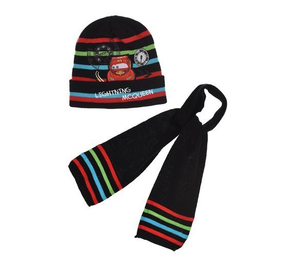 Komplet dla chłopca, czapka i szalik, Disney Cars, kolor czarny, włókno akrylowe, rozmiar 54 cm