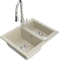 Zlewozmywaki z baterią - Mexen Carlos zlewozmywak granitowy 1,5-komorowy z baterią kuchenną Savita, beżowy - 6518-69-672601-00 - miniaturka - grafika 1