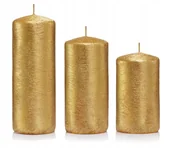 Świece - Świeczki świąteczne świece walec 3 wysokości złote - miniaturka - grafika 1