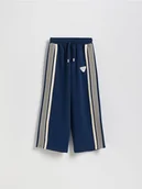 Spodnie i spodenki dla dziewczynek - Reserved - Dresowe spodnie z lampasem - granatowy - miniaturka - grafika 1
