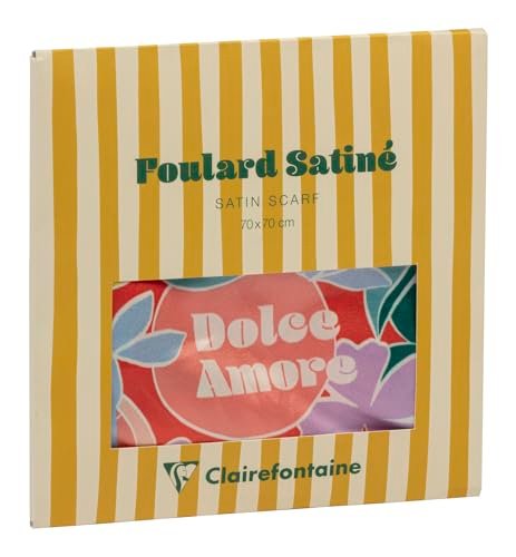 Clairefontaine - 116288C - Elegancki szalik w cytrusowych kolorach - artystyczny dodatek - modne akcesorium - 100% poliester satynowy - kolekcja 70 x 70 cm Dolce Amore