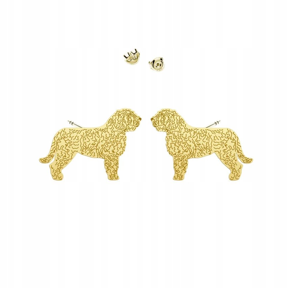 Kolczyki Pozłacane z psem Hiszpański Pies Dowodny sztyfty 925 DEDYKACJA