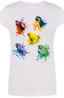 Koszulki i topy damskie - Damski Modny T-shirt Papugi Kolorowe Lato Rozm.M - miniaturka - grafika 1