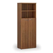 Szafy biurowe - Szafa biurowa kombinowana PRIMA WOOD, drzwi na 4 poziomach, 2128 x 800 x 420 mm, orzech - miniaturka - grafika 1