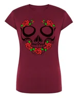 Koszulki i topy damskie - T-Shirt damski kolorowy nadruk CZASZKA r.XL - miniaturka - grafika 1
