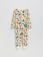 Skarpetki dla dzieci - Reserved - Świąteczna piżama Grinch - złamana biel - miniaturka - grafika 1