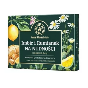 Herbal Monasterium Imbir I Rumianek na nudności 12 pastylek (5906874431382) - Suplementy naturalne - miniaturka - grafika 1