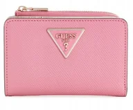 Portfele - GUESS RÓŻOWY LAKIEROWANY PORTFEL Z LOGO NA ZAMEK xd GNA - miniaturka - grafika 1