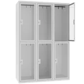 Szafki BHP - Szeroka szafka metalowa z 6 schowkami dla pracowników MSUS 432 drzwi pleksi - miniaturka - grafika 1