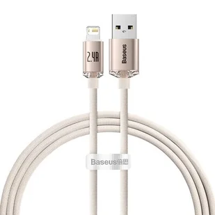 Baseus Crystal Shine Series kabel USB - Lightning 2,4A 20W 1,2m różowy CAJY001104 - Kable USB - miniaturka - grafika 1