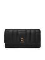 Portfele - Tommy Hilfiger Duży Portfel Damski Feminine Lrg Flap AW0AW17475 Czarny - miniaturka - grafika 1