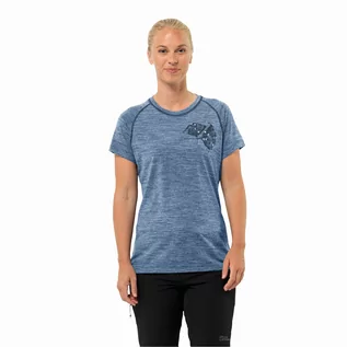 Bielizna sportowa damska - Damska koszulka z wełny merino Jack Wolfskin KAMMWEG GRAPHIC S/S W elemental blue - XS - grafika 1
