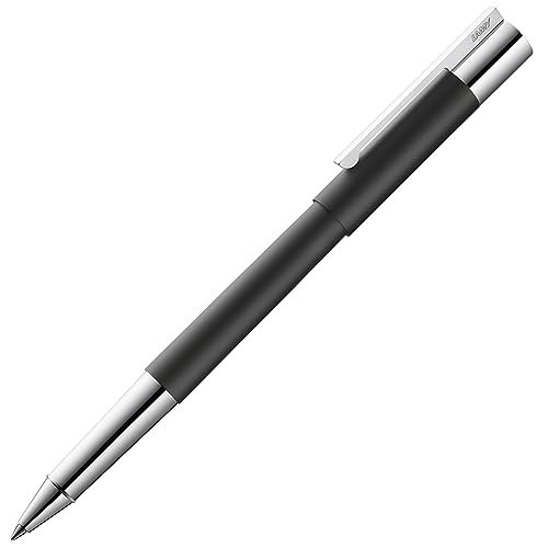 LAMY Scala pióro kulkowe 380 – pióro kulkowe ze stali nierdzewnej z matowym wykończeniem lakierowanym z uchwytem i klipsem chromowany na wysoki połysk – wkład M 63 niebieski – szerokość linii M