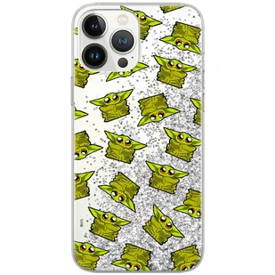Etui płynny brokat do Apple IPHONE 11 PRO Star Wars: Baby Yoda 008 oryginalne i oficjalnie licencjonowane, Srebrny - Etui i futerały do telefonów - miniaturka - grafika 1