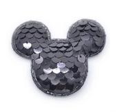 Zabawki kreatywne - Naszywka Myszka Mickey z cekinami, czarna - miniaturka - grafika 1