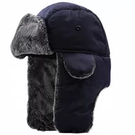 Czapki męskie - Zimowa Czapka Pilotka Uszatka Ciepła Męska Granatowa [Cz2-Grn] - miniaturka - grafika 1