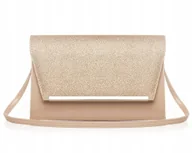 Torebki damskie - BEŻOWA ZŁOTA KOPERTÓWKA TOREBKA WIZYTOWA M10 - miniaturka - grafika 1