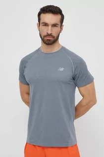 Koszulki męskie - New Balance t-shirt sportowy kolor szary gładki MT41080AG - grafika 1