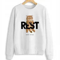 Bluzy damskie - Piękna Dresowa Bluza Damska Biała R S Misie Wzory - miniaturka - grafika 1