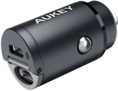 Ładowarki samochodowe - Aukey Ładowarka samochodowa Enduro Nano CC 30W, 2x USB-C, PD, QC, czarna - miniaturka - grafika 1