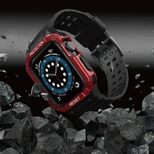 Protect Strap Band opaska z etui do Watch 7 / 6 / 5 / 4 / 3 / 2 / SE (45 / 44 / 42mm) obudowa pancerny pokrowiec na zegarek czarny - Etui i futerały do telefonów - miniaturka - grafika 6