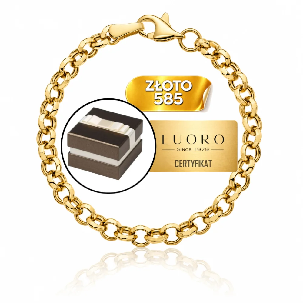 BRANSOLETKA ZŁOTA 585 14K SPLOT ROLO KÓŁKA 18,5 CM ELEGANCKA