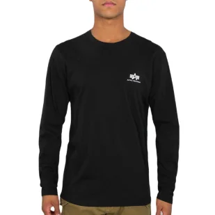 Koszulka Longsleeve Alpha Industries Small Logo Basic 198517 03 - Czarny S - Odzież taktyczna i umundurowanie - miniaturka - grafika 1